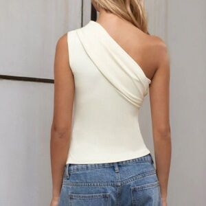 Elegant yellow One-Shoulder Women's Top NWOT